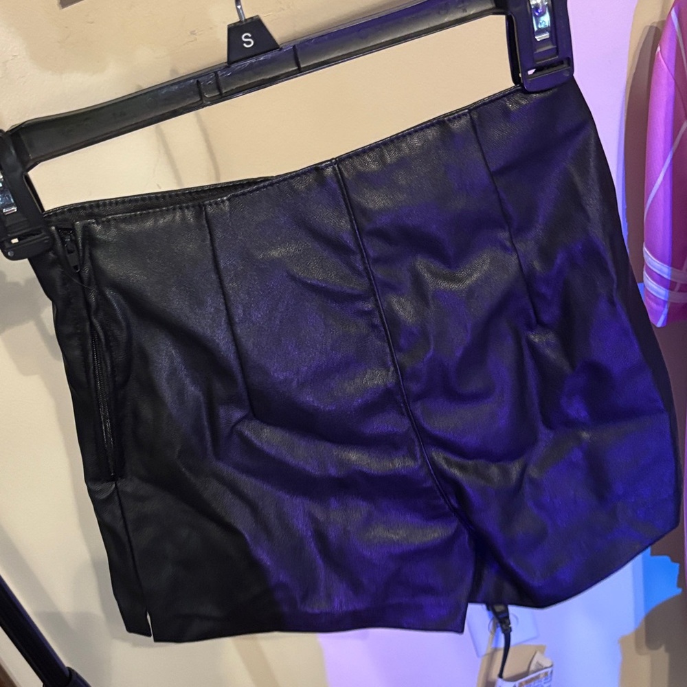 Black Leather mini shorts